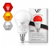 VERLSA Bombilla Led 3 Tonalidades - E14-7w - Luz Roja Nocturna Melatonina 625nm, Ámbar 1600k y Blanca 4000k - 0% Luz Azul - Bombilla Roja Flicker Free - Relajante, Regalo Para Bebé/Lactancia y Adultos