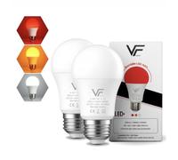 VERLSA Pack 2 Bombilla Led 3 Tonalidades - E27-7w - Luz Roja Nocturna Melatonina 625nm, Ámbar 1600k y Blanca 4000k - 0% Luz Azul - Bombilla Roja Flicker Free - Relajante, Regalo Para Bebé y Adultos