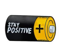 Vermegoint Pin esmaltado, pin de solapa con batería "Stay Positive", colección de decoración de bricolaje, insignia motivacional, regalo para buscadores de optimismo, adolescentes, amigos, familia