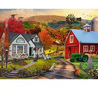 Vermont Christmas Company Country Farm in The Fall - Rompecabezas de 1000 piezas, piezas totalmente entrelazadas y de forma aleatoria