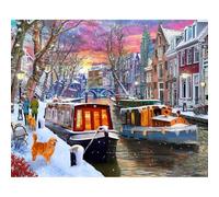 Vermont Christmas Company Rompecabezas de 1000 Piezas de Canal de Invierno, Piezas Grandes, Piezas Totalmente entrelazadas y de Forma aleatoria
