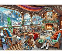 Vermont Christmas Company - Rompecabezas de cabaña de esquí de 550 Piezas, Piezas Grandes, Piezas Totalmente entrelazadas y de Forma aleatoria, 24 x 18 Pulgadas