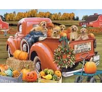 Vermont Christmas Company - Rompecabezas de cachorros de otoño de 1000 piezas, tamaño terminado 26 5/8 x 19 1/4 pulgadas, piezas totalmente entrelazadas y de forma aleatoria