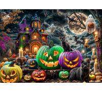 Vermont Christmas Company - Rompecabezas de noche espeluznante de Halloween, 1000 piezas, rompecabezas de Halloween con piezas de forma aleatoria, 26 5/8 x 19 1/4 pulgadas