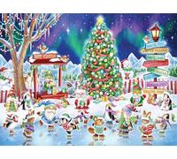Vermont Christmas Company - Rompecabezas navideño de patinaje navideño, 550 piezas, piezas totalmente entrelazadas y de forma aleatoria, 24 x 18 pulgadas, rompecabezas de Navidad familiar