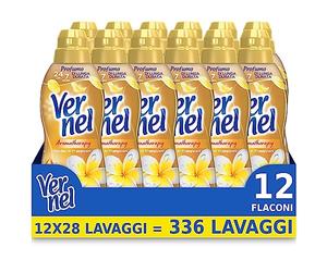 Vernel Aromatherapy Charm de Frangipani, Suavizante Lavadora Concentrado, Sensación de Perfume como recién lavado, 12 Botellas de 700 ml (336 lavados) - 8400 g