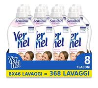 Vernel Carezza Delicata, Suavizante Lavadora Concentrado, Pieles Sensibles y Delicadas, Sin Colorantes, 8 x 46 Lavados, Total 368 lavados