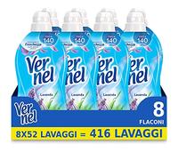 Vernel Lavanda - Suavizante concentrado perfumado, intenso frescor y suavidad, 8 x 52 lavados