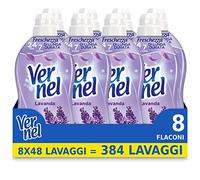 Vernel Lavanda - Suavizante para lavadora concentrado perfumado, frescor intenso y suavidad, 8 x 48 lavados, total 368 lavados
