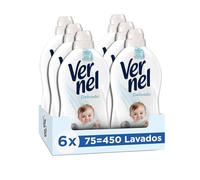Vernel Suavizante Concentrado para Ropa Delicado (pack de 6, total: 480 lavados), suavizante líquido para una experiencia aromática durante 24 horas y hasta 7 días