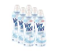 VERNEL Suavizante Derma & Care, 6 x 37 WL (222 lavados), hipoalergénico y especialmente desarrollado para pieles sensibles, aroma para ropa que proporciona una suavidad irresistible, reciclable