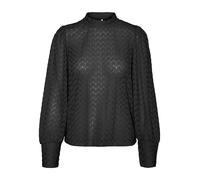 VERO MODA Vmbecca-Top de Encaje de Cuello Alto Blusa de Manga Larga, Negro, XS Mujeres