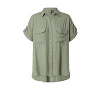 Blusa de manga corta a rayas con bolsillos en el pecho