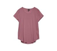 VERO MODA Blusa de Manga Corta para Mujer, Cuello Redondo, básico, Corte Regular, Rosa., M