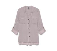 VERO MODA Blusa De Mujer Bolsillos en el Pecho Corte Holgado Elástico Mangas 3/4 Camisa Top., Color:Rosa, Talla:L