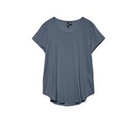 VERO MODA Blusa Mujer Manga Corta Cuello Redondo Ajuste Regular Básico, Color:Azul-2, Talla:L