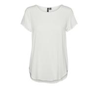 VERO MODA Blusa Mujer Manga Corta Cuello Redondo Ajuste Regular Básico, Color:Blanco, Talla:L