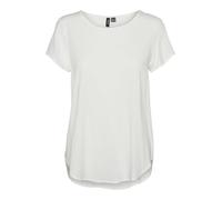VERO MODA Blusa Mujer Manga Corta Cuello Redondo Ajuste Regular Básico, Color:Blanco, Talla:L