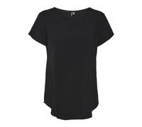 VERO MODA Blusa Mujer Manga Corta Cuello Redondo Ajuste Regular Básico, Color:Negro, Talla:S