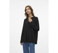 VERO MODA Blusa vaporosa, con cuello de pico. Color Negro