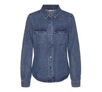 VERO MODA Vmjennie LS Denim Shirt Mix Noos Camisa Vaquera, Azul Medio (Mezclilla Azul Medio), XL para Mujer