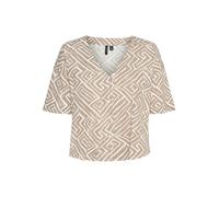 VERO MODA Blusa 'VMJESMILO' beige oscuro / blanco XL EUR