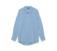 VERO MODA Camisa de Manga Larga con Botones y Cuello Holgado para Mujer, Azul Airy, S