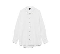 VERO MODA Camisa de Manga Larga con Botones y Cuello Holgado para Mujer, Blanco Nieve., XS