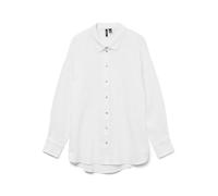 VERO MODA Camisa de Manga Larga con Botones y Cuello Holgado para Mujer, Blanco, XL
