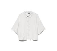 VERO MODA Camisa de Mujer Corte Holgado y Botones Blusa Manga Corta Camiseta de Mujer, Color:Blanco, Talla:M