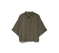 VERO MODA Camisa de Mujer con Corte Holgado y Botones Blusa Media Manga Blusa Blusa Mujer, Calamata., S