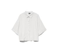 VERO MODA Camisa de Mujer Corte Holgado y Botones Blusa Manga Corta Camiseta de Mujer, Color:Blanco, Talla:S
