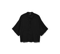 VERO MODA Camisa de Mujer Corte Holgado y Botones Blusa Manga Corta Camiseta de Mujer, Color:Negro, Talla:XL