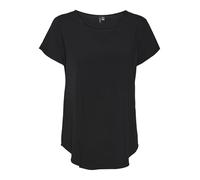 VERO MODA Camiseta básica de Mujer Cuello Redondo Manga Corta Top Largo Camiseta Unicolor VMBECCA, Color:Negro-2, Talla:S