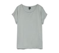 VERO MODA Camiseta Brillante para Mujer, Cuello Redondo, Manga Corta, básica, Look Cotidiano, Gray Mist, L