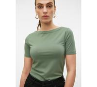 VERO MODA Camiseta cuello barco, manga corta. Color Verde