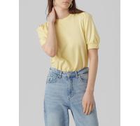 Vero Moda Camiseta de mujer con empuñadura ceñida de manga corta. Amarillo 34 (XS)