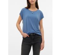 Vero Moda Camiseta de mujer de cuello redondo con manga casquillo. Azul índigo 40 (L)