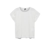 VERO MODA Camiseta de Mujer de Cuello Redondo Moderno con Bordado de Encaje, Blanco Nieve., S