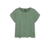 VERO MODA Camiseta de Mujer de Cuello Redondo Moderno con Bordado de Encaje, Color Verde., L