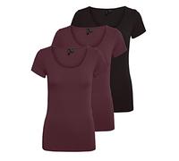 VERO MODA Camiseta de Mujer Vmmaxi My SS Soft U-Neck Noos, Multicolor (2X Port Royale/ 1x Black), M