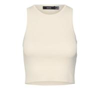 VERO MODA Camiseta de Punto para Mujer Vmginny SL O-Neck Crop Top Noos, Eggnog, L