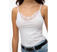 VERO MODA Camiseta de tirantes con cuello de encaje. Color Blanco