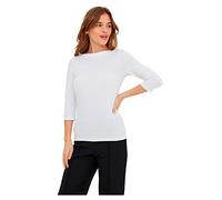 VERO MODA Camiseta elástica de Manga 3/4 para Mujer Cuello de Barco básico Top Ajustado de Manga Larga de Ajuste Regular VMPANDA, Color:Blanco-2, Talla:XS