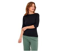 VERO MODA Camiseta elástica de Manga 3/4 para Mujer Cuello de Barco básico Top Ajustado de Manga Larga de Ajuste Regular VMPANDA, Color:Negro, Talla:XS