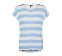 VERO MODA Camiseta Mujer Cuello Redondo Rayas Estilo Comodidad, Color:Azul-2, Talla:M