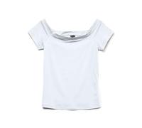 VERO MODA Camiseta Mujer Hombros al Descubierto Corta - Top de Moda Diario Imprescindible, Color:Blanco-2, Talla:L