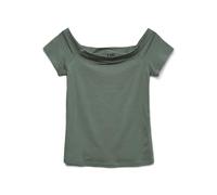 VERO MODA Camiseta Mujer Hombros al Descubierto Corta - Top de Moda Diario Imprescindible, Color:Verde-2, Talla:M