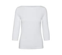 Camiseta con cuello barco, mangas 3/4 Mujer Talla XS. Color Blanco