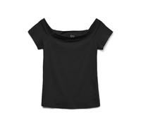 VERO MODA Camiseta para Mujer con Hombros Descubiertos, Manga Corta, diseño Moderno, Negro, M